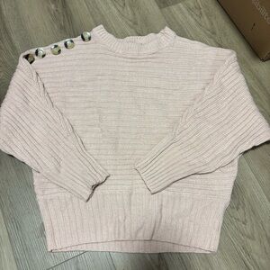 INC International Concepts Blush Button-Shoulder Sweater Medium